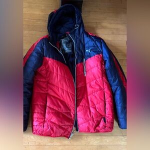 Puma men’s puffer, navy with red and white accents